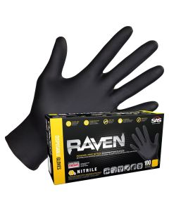 Raven Black Nitrile Exam Gloves - Box of 100 - 7 mil