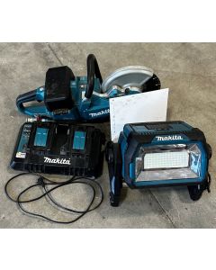 Makita XEC01 9" 36V Saw, DML809 18V Worklight, 2 place Charger, 2 5Ah Batteries