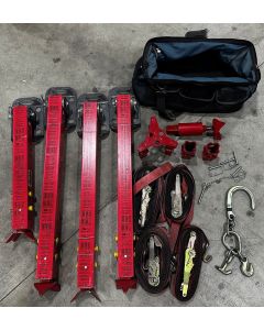 Rescue 42 (3) Long Struts, (1) Short Strut, (1) Tripod Head, (1) Screw Jack Head, (2) Spike Feet, (1) Hook Cluster, (4) Rachet Straps, Carry Bag